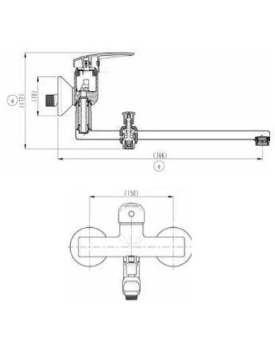 Смеситель для ванны Vitra Dynamic S A42038EXP