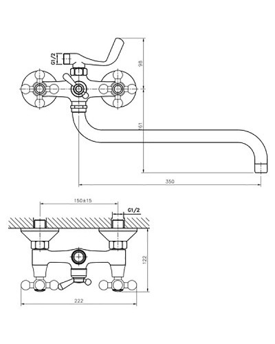 Смеситель для ванны Haiba HB2719 универсальный Хром