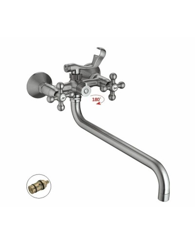 Смеситель для ванны Haiba HB2619-5 универсальный Сатин