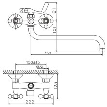 Смеситель для ванны Haiba HB2619-5 универсальный Сатин
