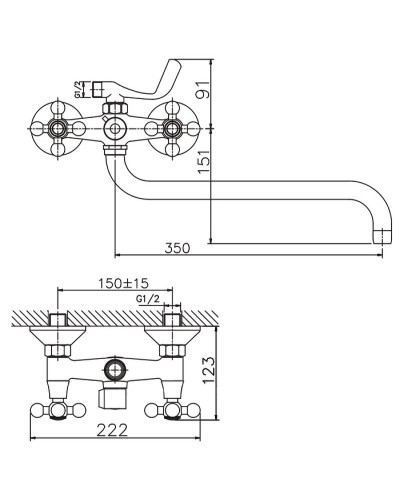 Смеситель для ванны Haiba HB2619-5 универсальный Сатин