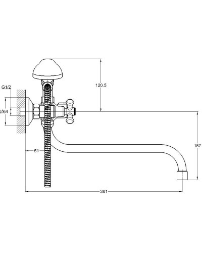 Смеситель для ванны G.Lauf QMT7-A722