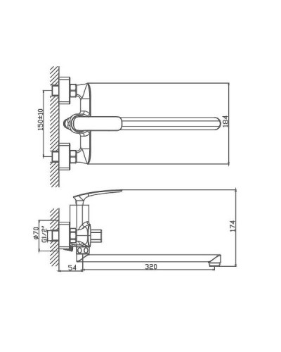 Смеситель для ванны Haiba HB22616 универсальный Хром