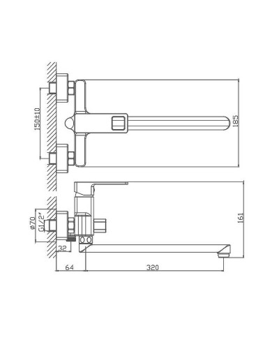 Смеситель для ванны Haiba HB22615-7 универсальный Черный матовый
