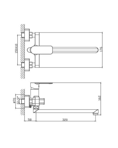 Смеситель для ванны Haiba HB22617 универсальный Хром