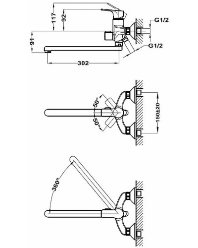 Смеситель для ванны Teka Manacor 841211250 Хром