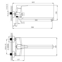 Смеситель для ванны Rossinka RS44-32 универсальный Хром