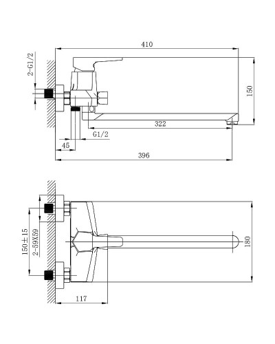 Смеситель для ванны Rossinka RS44-32 универсальный Хром