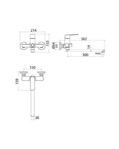 Смеситель для ванны Iddis Sign SIGSBL2i10WA универсальный Хром