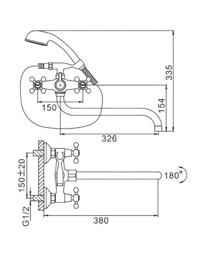Смеситель для ванны Frap H19 F2619-2 универсальный Хром