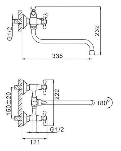 Смеситель для ванны Frap H20 F2220 универсальный Хром
