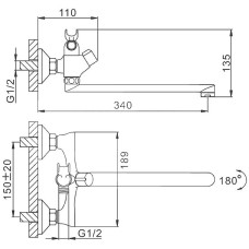 Смеситель для ванны Frap H731 F22731-B универсальный Хром