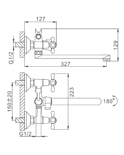Смеситель для ванны Frap H732 F22732-B универсальный Хром