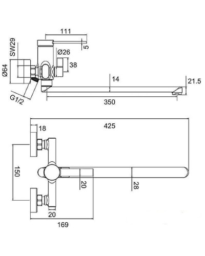 Смеситель для ванны Frap H67 F2267 универсальный Хром