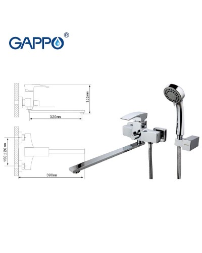 Смеситель для ванны Gappo G07 G2207 универсальный Хром