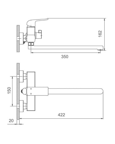 Смеситель для ванны Gappo G50 G2250-8 универсальный Хром