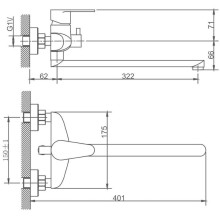 Смеситель для ванны Haiba HB22801-2 универсальный Нержавеющая сталь