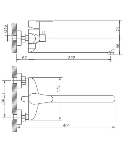 Смеситель для ванны Haiba HB22801-2 универсальный Нержавеющая сталь