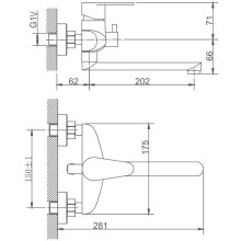 Смеситель для ванны Haiba HB60801-2 универсальный Нержавеющая сталь