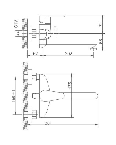 Смеситель для ванны Haiba HB60801-2 универсальный Нержавеющая сталь