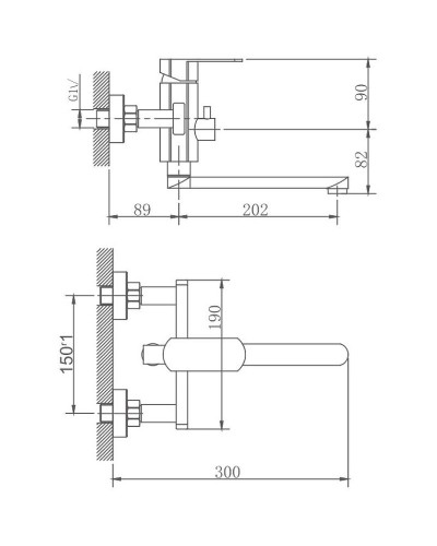 Смеситель для ванны Haiba HB60806 универсальный Нержавеющая сталь