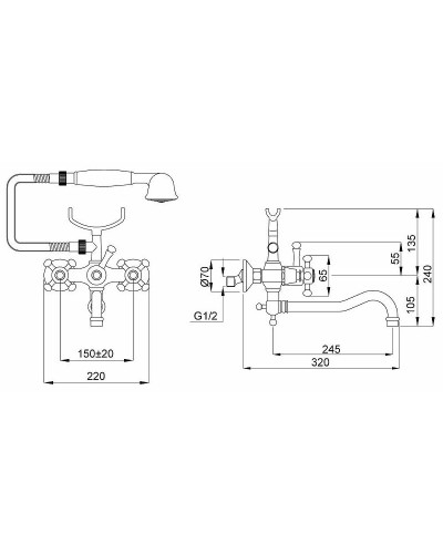 Смеситель для ванны Migliore Lady 18809 универсальный Бронза