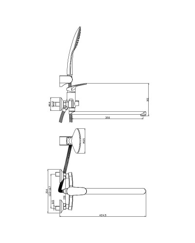 Смеситель для ванны Rossinka RS45-32 универсальный Хром