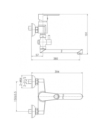 Смеситель для ванны Cersanit Cari 63028 универсальный Хром