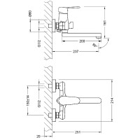 Смеситель для ванны Lemark Point LM0317C универсальный Хром