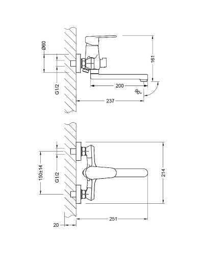 Смеситель для ванны Lemark Point LM0317C универсальный Хром