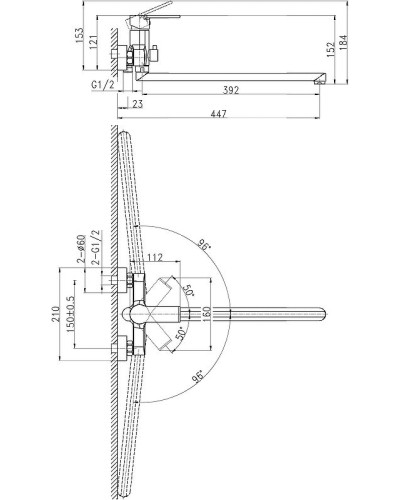 Смеситель для ванны Cersanit Brasko Black 64092 универсальный Черный матовый