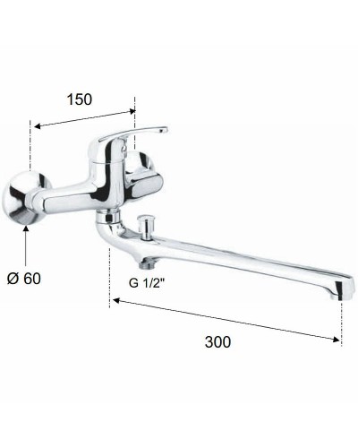 Смеситель для ванны Remer Серия 35 F462 универсальный Хром
