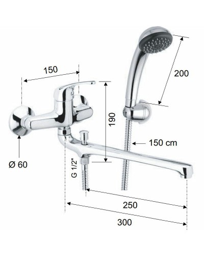 Смеситель для ванны Remer Серия 35 F492 универсальный Хром