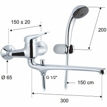 Смеситель для ванны Remer Kiss K49 универсальный Хром