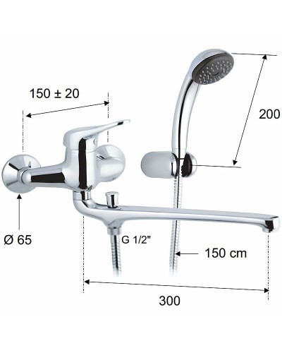 Смеситель для ванны Remer Kiss K49 универсальный Хром