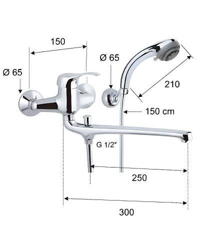 Смеситель для ванны Remer Musa M49 универсальный Хром