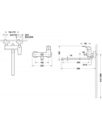 Смеситель для ванны Bravat Vega F6119177CP-01L