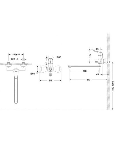 Смеситель для ванны Bravat Drop F64898C-L