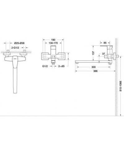 Смеситель для ванны Bravat Riffle F672106C-L