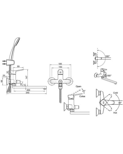 Смеситель для ванны Bravat Eco F00414C