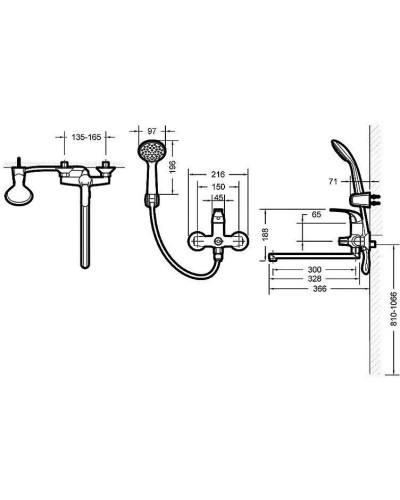 Смеситель для ванны Bravat Fit F00416C
