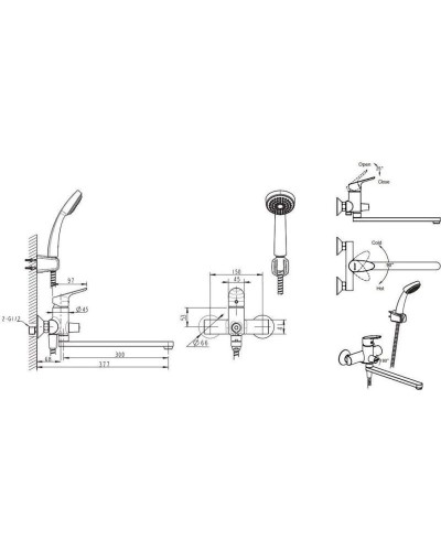 Смеситель для ванны Bravat Drop-D F00413C