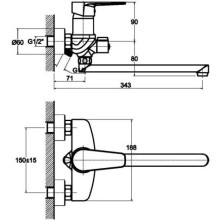 Смеситель для ванны Orange Otto M22-211cr