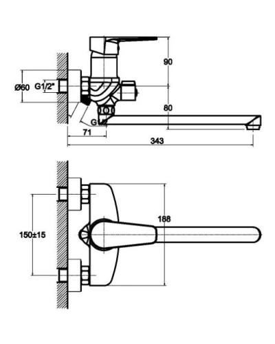 Смеситель для ванны Orange Otto M22-211cr