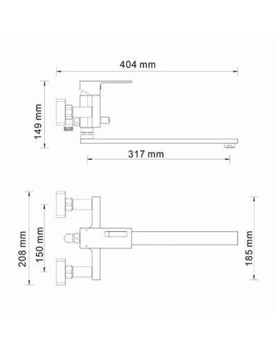 Смеситель для ванны WasserKRAFT Alme 1502L универсальный Хром