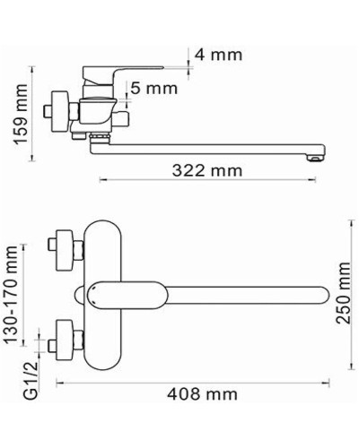 Смеситель для ванны WasserKRAFT Dinkel 5802L универсальный Хром