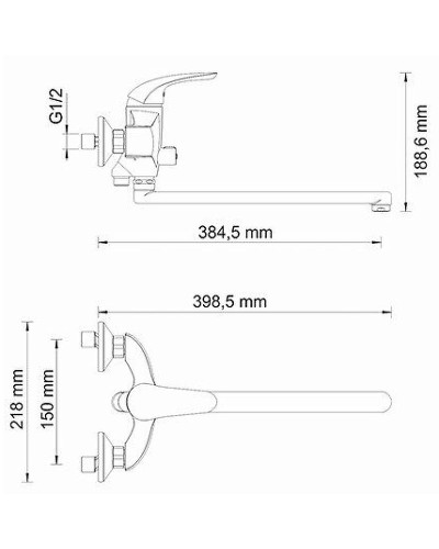 Смеситель для ванны WasserKRAFT Rossel 2802L универсальный Хром