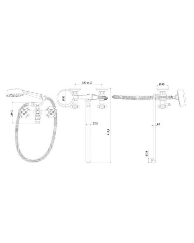 Смеситель для ванны Damixa Retro 239500000 универсальный Хром