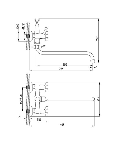 Смеситель для ванны Lemark Benefit LM2551C универсальный Хром