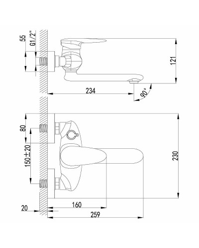 Смеситель для ванны Lemark Status LM4414C универсальный Хром